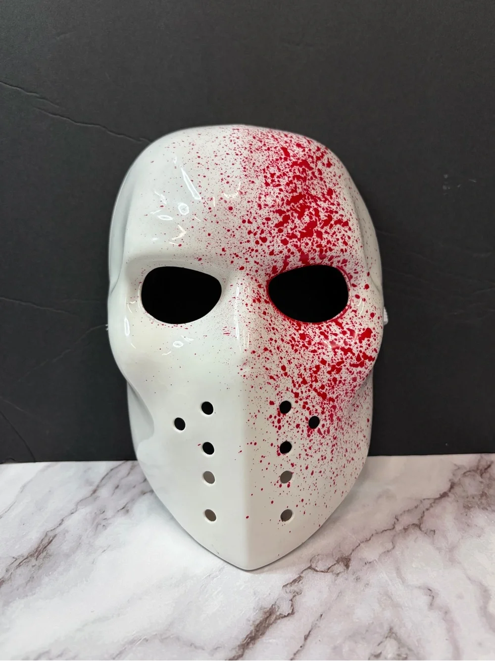 Horror White Mask with Red Splatter